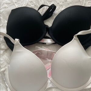 PINK Victoria's Secret Black and White Bras with Adjustable Straps